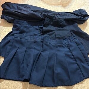 Girls Size 8 & Medium Navy Uniform Bundle of 4 Skorts & 1 Raincoat